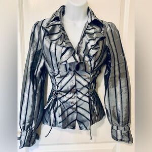 Jenar Classy Long Sleeve Button Down Classy Women’s Blouse Size 4. Gray